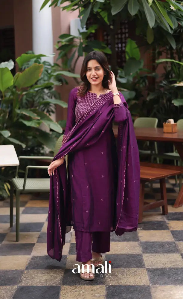 Nakshatra Georgette Salwar - Dark Purple salwar